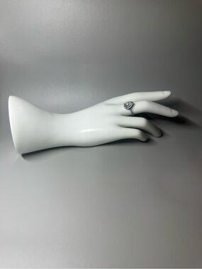 Pandora Silver Teardrop Halo Ring with Clear Stone-Size 9